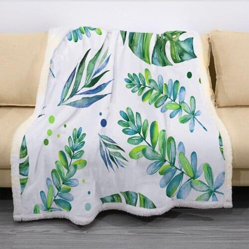 Leaf 3D Printed Sherpa Fleece Blanket On The Sofa Bed Funny Animals Throw Soft Blanket Home Bedspread Travel Camping Bedding