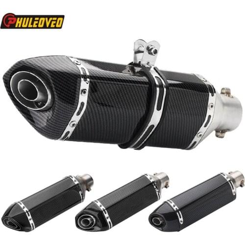 Inlet 51mm Motorbike Exhaust Muffler Escape DB Killer Carbon Fiber Look Universal Motorcycle Exhaust Muffler Pipe Escape Demper