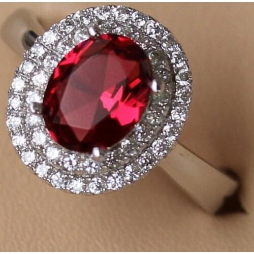 SHUNXUNZE Charm Wedding rings Jewelry for women christmas gift dropshipping Red Cubic Zirconia Rhodium Plated R3175 size 6 7 8 9