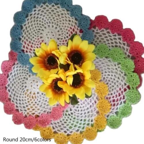 HOT Lace Round cotton table place mat pad Cloth crochet placemat cup mug Christmas tea coffee coaster dining glass doily kitchen
