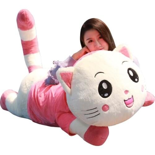 Dorimytrader cute kitten plush toy big cat stuffed doll holding sleeping bed pillow girl birthday gift decoration 120cm 150cm