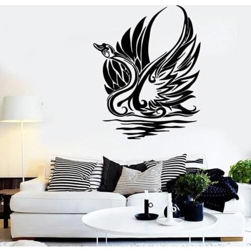 Wall Stickers Vinyl Window Decal Swan Bird Wave Tribal Art Bedroom Living Room Home Decor Elegant Animals Murals Removable M231
