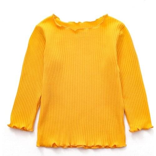 New Autumn Baby Girls Long Sleeve Solid T-shirt Kids Cotton Tops Tees Casual Blouse