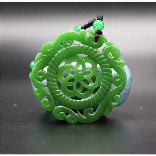 NATURAL GREEN JADE WINDMILL PENDANT NECKLACE JEWELLERY ACCESSORIES HAND-CARVED MEDITATION RELAX HEALING WOMEN MAN GIFT FREE ROPE