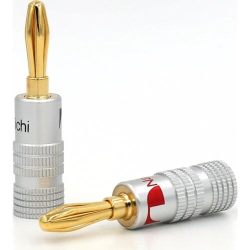 100pcs Banana Connectors Excellent New 24K Gold Nakamichi Speaker Banana Plugs For Audio Video Speaker Connector Black Red Color