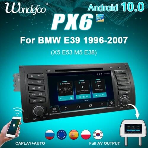 PX6 2 din android 10 car radio with screen for BMW 5 Series E39 X5 E53 M5 1996-2007 2DIN intelligent system auto audio bluetooth