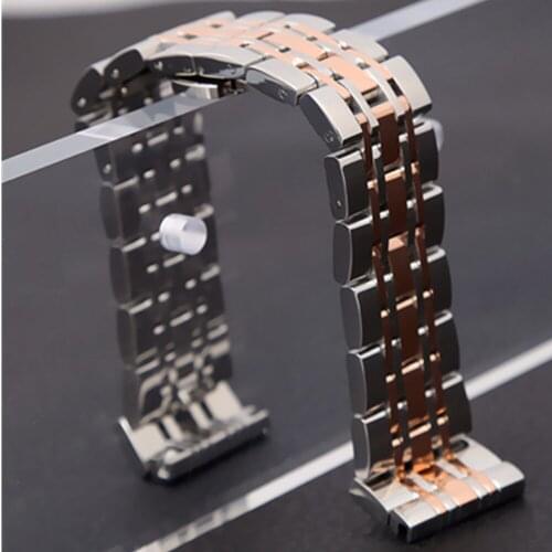 HQ Stainless Steel Watchband 20mm 22mm 24mm Silver Solid Link Watch Band Strap Replacement Bracelet for Men Women + Tool