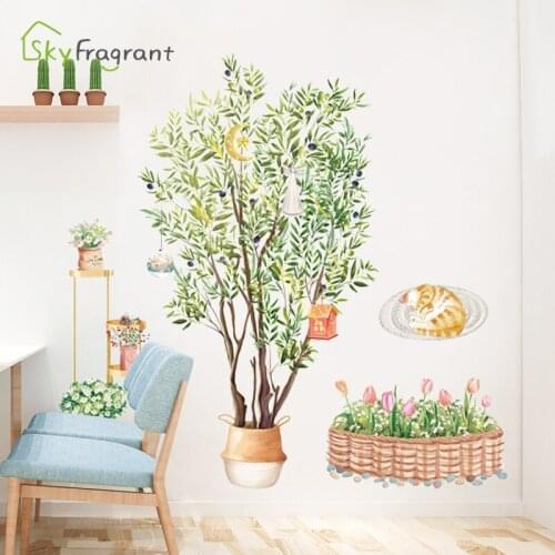Nordic Plant Flower Wall Stickers Home Decor Decorations Living Room Bedroom Background Wall Decoration Self Adhesive Stickers