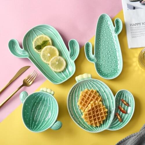 Cactus plate creative snack dish ins tableware Nordic style personalized breakfast plate dessert plate ceramic fruit plate