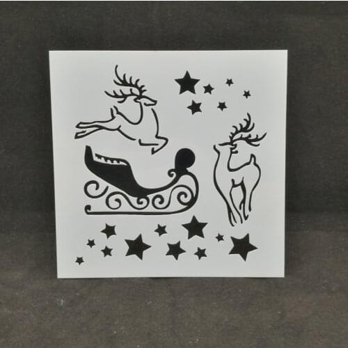 13*13 Deer Layering Stencils Drawing Color Spraying Stencil for Diy scrapbook/photo album coloring,painting stencil,home decor
