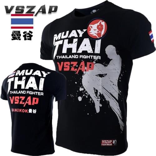 VSZAP Bangkok Boxing MMA Jerseys Gym Tee Shirt Fighting Fighting Martial Arts Fitness Training Muay Thai Jerseys Men Homme