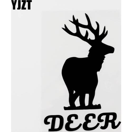 YJZT 10CM×15.3CM Fashion Animal Deer Hunter Vinyl Car Sticker Bumper Decal Black/Silver 8C-0439