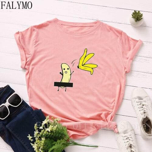Women T-shirts 100% Cotton Plus Size S-5XL Graphic Tees Female Shirts Summer Tops Funny Banana Printed T Shirt Tee Top Clothes