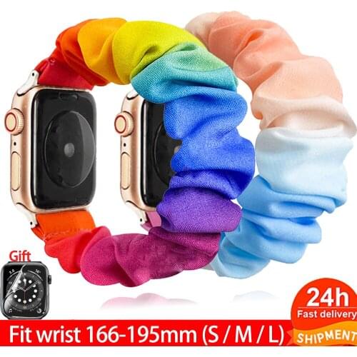 Women Elastic Watch Band for Iwatch Band 40mm 38mm 42mm 44mm Scrunchie Bracelet for Apple Watch Seres 6 5 4 3 Soft Fabric Strap
