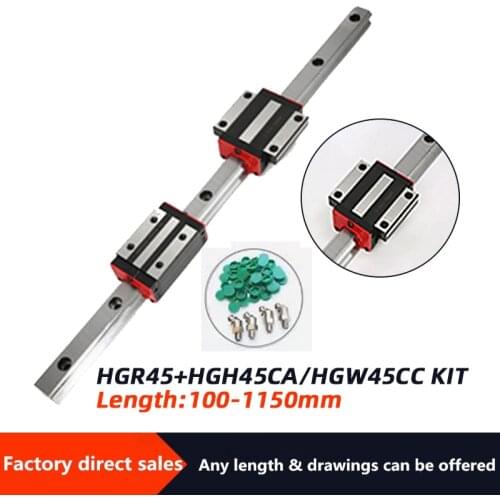 1PC Linear Rail Guide HGR45+1PC /2PCS HGH45CA/ HGW45CC/Linear Narrow/Flange carriges Sliding Block cnc parts