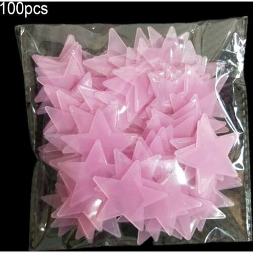 100PCS 3CM Luminous Star Wall Sticker Luminous Fluorescent 3D Kids Bedroom Ceiling Home Dark Place Star Wall Stickers