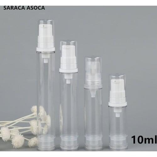 100pcs/lot 10ml Empty Vacuum Plastic Spray Bottles Emulsion Essence Bottle Cosmetic packaging bottling