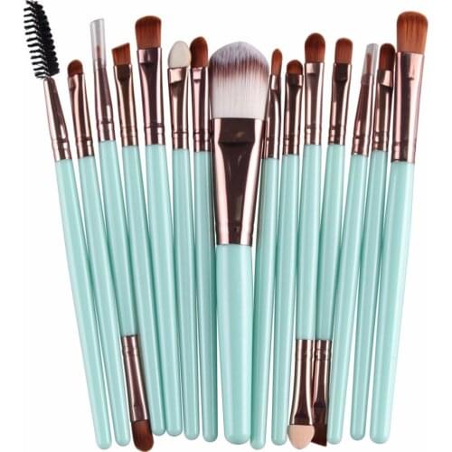 15pcs Makeup Brushes High Quality Nylon Hair Make Up Brush Beauty Cosmetic Brush Set Cosmetic Set Foundation Eyeshadow Lip Tools