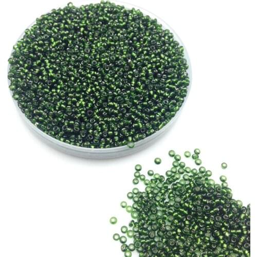 16g 1000pcs 2mm 12/0 Dark Green Silver Lined Round Loose Spacer Beads Cezch Glass Seed Beads Jewelry Making DIY Garment Bead