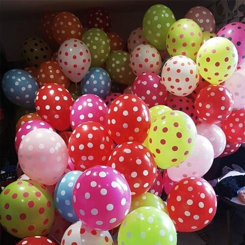 20pcs 12inch Red Blue Polka Dot Latex Balloons Kids Birthday Party Ladybug Helium Air Balloon Wedding Baby Shower Decor Supplies