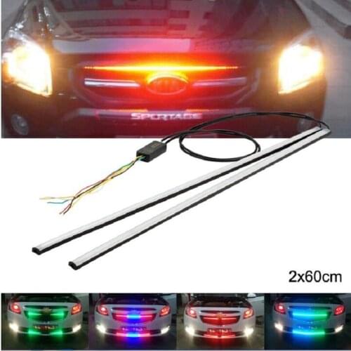 Car Front Grille Light Strip Remote Control RGB LED Strip Daytime Running Light Car Decorative Lights Angel Eye led Strobe Lamps