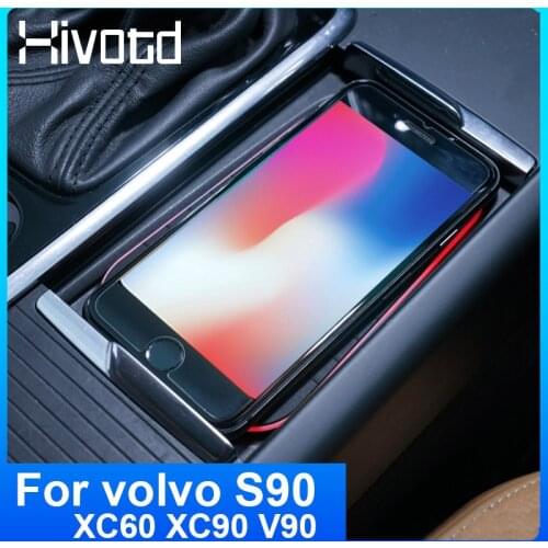 Car Wireless Charger For Volvo XC90 XC60 V90 S90 Accessories Interior Modification Parts 15W Fast Phone Charging Plate 2021-2018