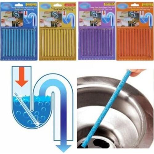 12PCS/ Set Sani Cleaing Sticks Keep Your Drains Pipes Clear Odor Home Cleaning Essential Cleaner Bathroom Tools