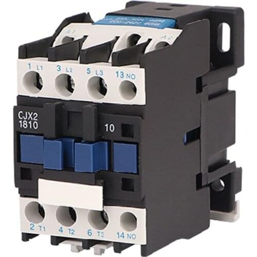 CJX2-1810 AC Contactor 220V 50Hz Coil 18A Copper Coils Three Phase 1NO Rail Mount Industrial Electrical Contactor