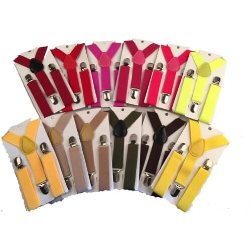 Boys Girls Kids Suspenders Party Perform Solid Color Clip-on Trousers Y-Back Braces Adjustable Elastic Suspender YHH0045