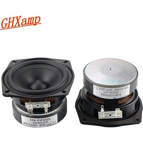 GHXAMP 3.5 inch 90mm Speaker Midrange Woofer Hifi Horn Mid bass Composite Cone Rubber edge 6OHM 20W 2PCS