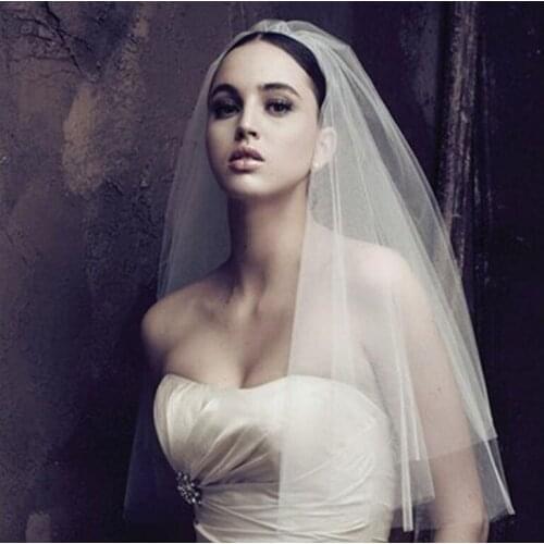 Elegant Short Bridal Wedding Veils Two Layer with Comb Veils For Wedding Party 2022
