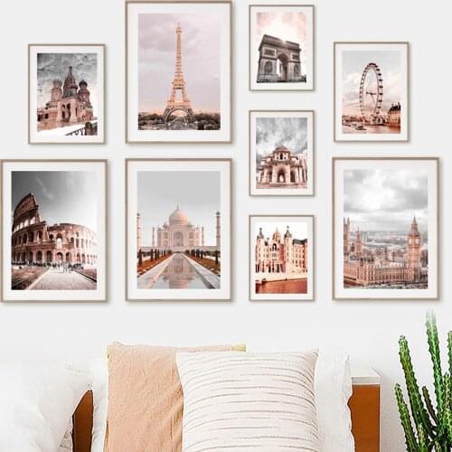 Eiffel Tower Islamic Ferris Wheel Morocco Wall Art Canvas Painting Nordic Posters And Prints Wall Pictures For Living Room Decor
