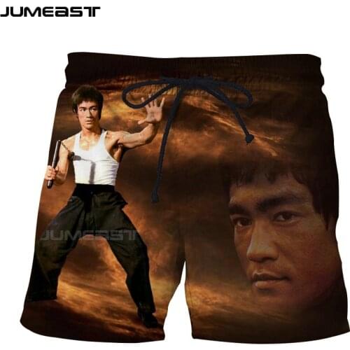 Jumeast Brand Men/Women 3D Printed Kung Fu Superstar Bruce Lee Shorts Trunks Quick Dry Beach Casual Sweatpants Short Pants