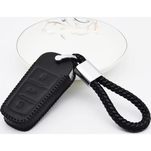 Leather Car Key Case Cover For Volkswagen VW New Passat Lavida Tiguan B6 B7 B7L CC R36 3C Maogotan B5 braid wovern keychain Ring