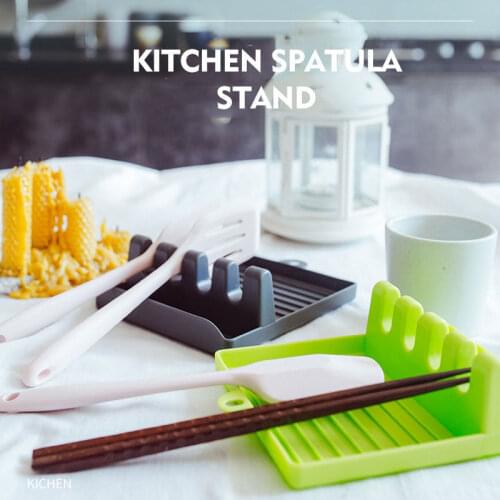 Kitchen Spoon Holders Fork Spatula Rack Shelf Organizer Plastic Spoon Rest Chopsticks Holder Non-slip Spoons Pad Kitchen Utensil