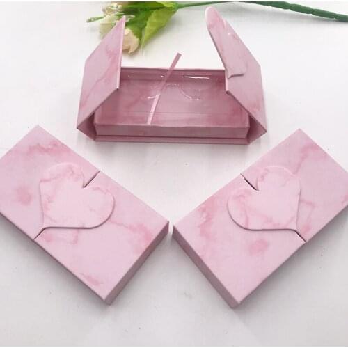 Heart-shaped folio magnetic lashes box dramatic lashes 3D lashes package rose gold marble package