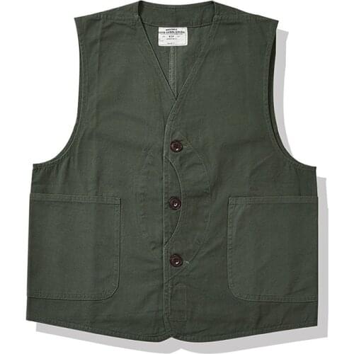Mcikkny Men Cargo Canvas Vest Multi Pockets Outdoor Climbing Waistcoats For Male Travel Spring Autumn
