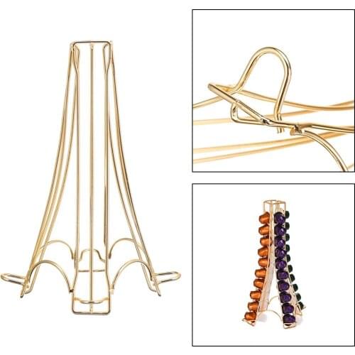 Iron Gold Plating Stand Display Rack For Nespresso Capsule Metal Coffee Pod Holder Tower Storage Capsule Organizer Tool