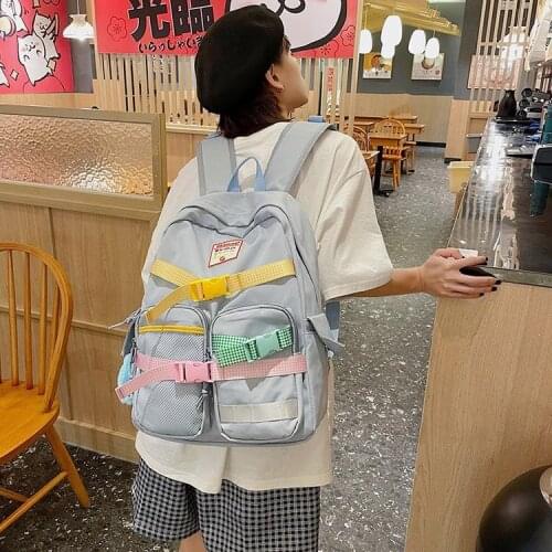 Korean Ribbon Cute Canvas Backpacks for Women School Bags for Girls Large Capacity Travel Backpack Leisure Shoulder Bags Mochila