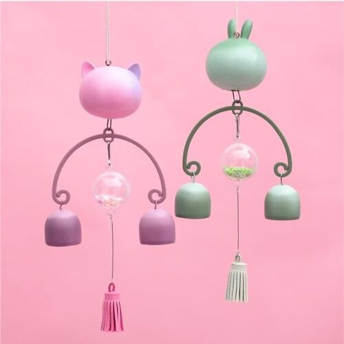 Cute cat wind chimes Japanese style iron wind chime door hanging ornament bell pendant student housewarming birthday gift
