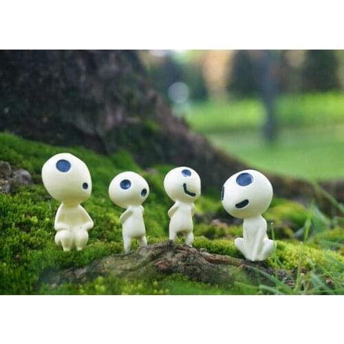 Totoro Miniature , Set of 4 Fairy Trees Princess Mononoke Figurine, Miyazaki Ghibli Fairy Garden Supplies Terrarium Accessories