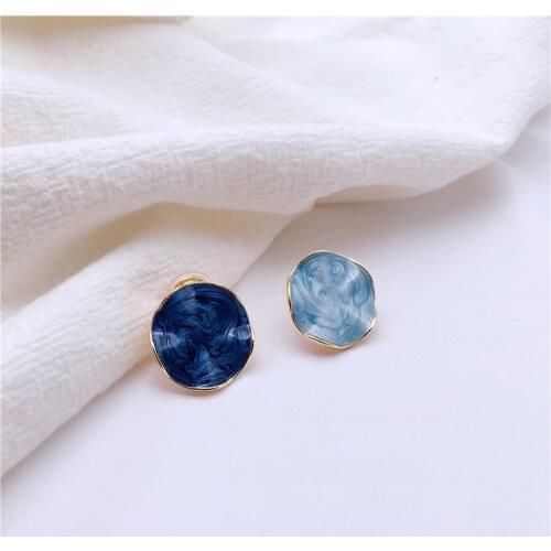 Non-pierced silicone ear clip earrings Korean temperament asymmetrical blue irregular personality retro earrings