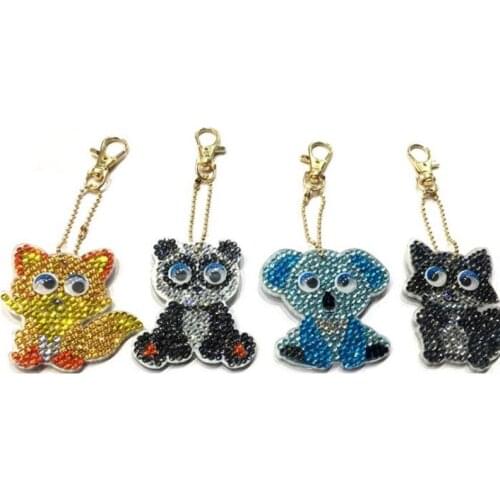 New DIY key buckle Full Drill Diamond Painting smiles Fruit animal Cartoon Emotion Keychain Key Chain Ring bag decor 2019 BG66