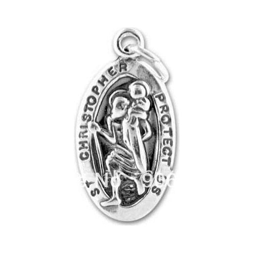 Oval shape anti-silver Small St. Christopher charm good jewelry