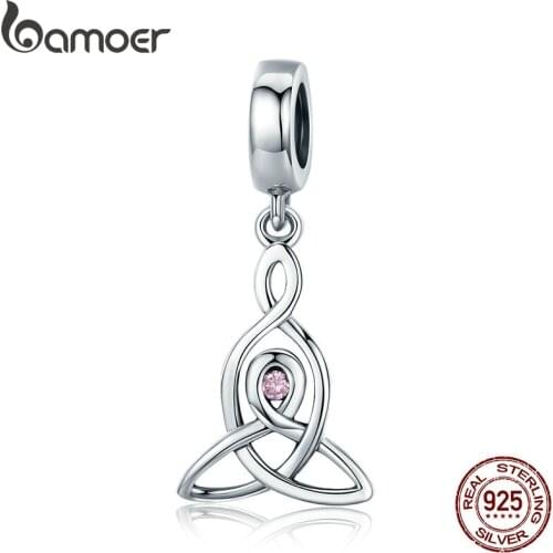 BAMOER Authentic 925 Sterling Silver Lucky Holy Guarding Pendant Charms fit Bracelets Necklace Jewelry Accessories SCC423