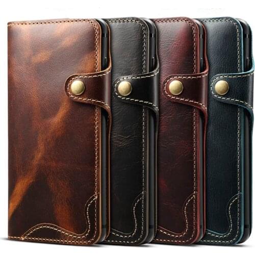 Hot Natural Real Genuine Leather Wallet Case for Samsung Galaxy S10 Plus Lite S10e S10+ Phone Bag Retro Vintage Flip Cover Clasp