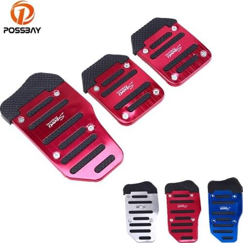 POSSBAY Nonslip Manual MT Silver Red Blue Pedal Cover Brake Clutch Accelerator Universal Aluminum Car Brake Pedals