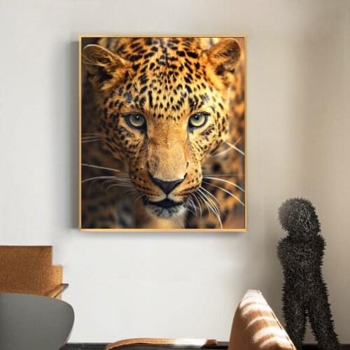 Animal Posters and Prints Wall Art Canvas Painting Beautiful leopard Head Picture for Living Room Home Decoration No Frame