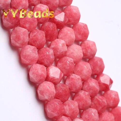 Natural Faceted Rose Rhodonite Stone Beads Loose Spacer Charm Beads For Jewelry Making Necklaces Bracelets For Women 6 8 10mm