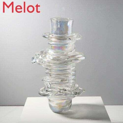 Simple Modern Light Luxury Abstract Glass Vase Decoration Living Room Creative Geometric Flower Decoration Furnishings